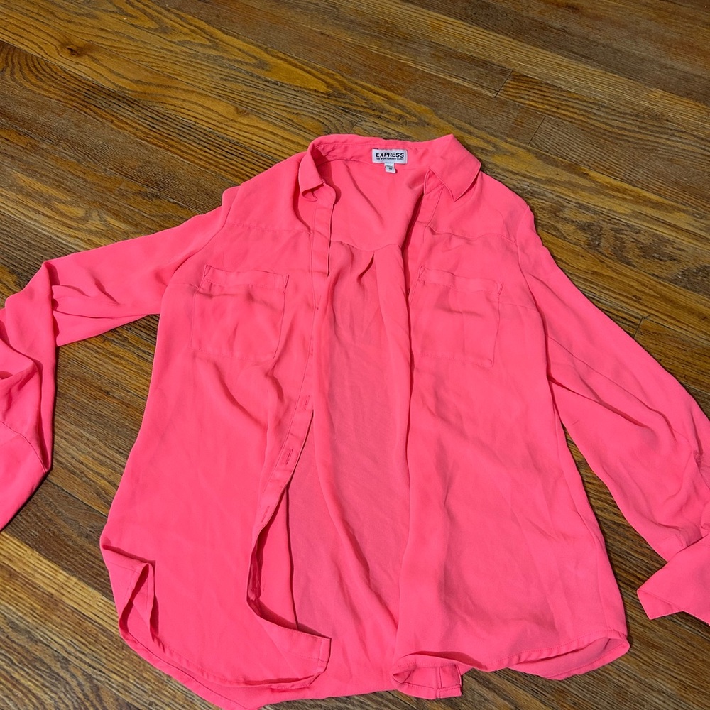 Express Coral Button-Up Shirt